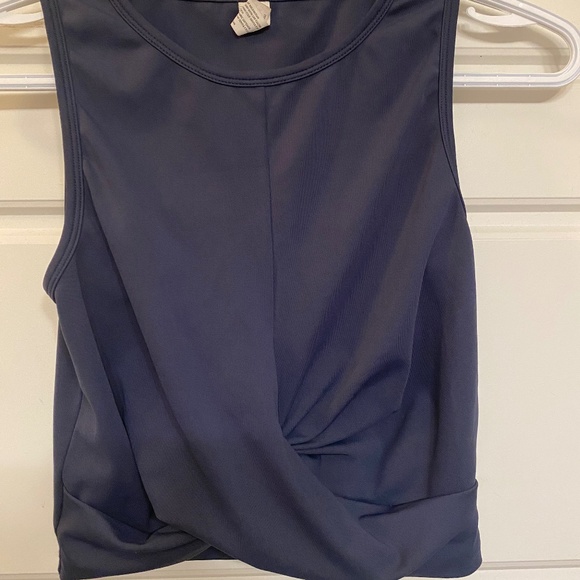 90 Degrees by Reflex Womens Solid Front Twist Crop Tank Top - Navy - Picture 3 of 6